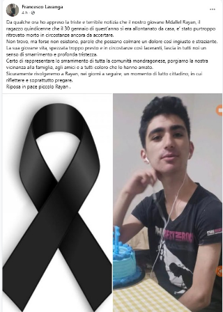 15enne scomparso in Campania trovato morto nel Torinese